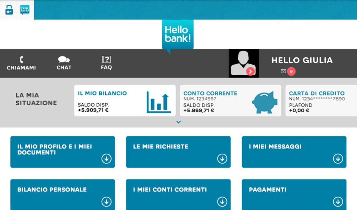 Dalla piattaforma web Hello bank! si eseguono tutte le operazioni bancarie