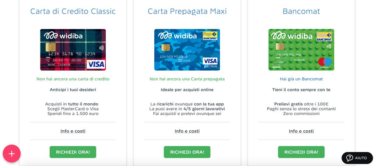 richiesta-carta-credito-widiba La carta di credito Widiba può essere richiesta dall'utente all'interno dell'area personale