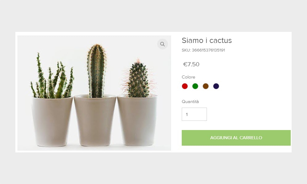 wix ecommerce agiungi al carrello Esempio di scheda del prodotto su Wix