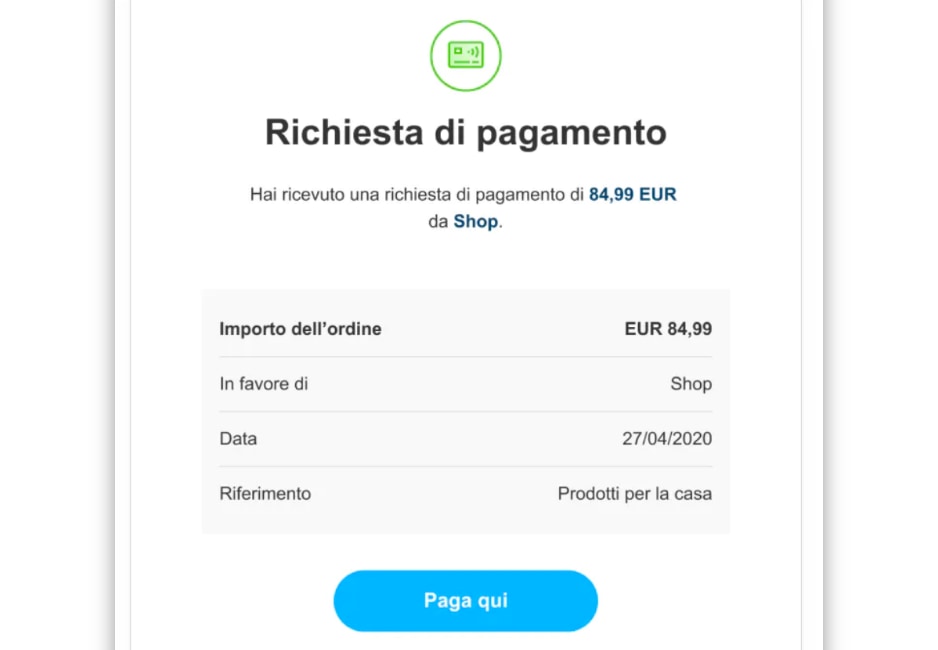 axerve link di pagamento email