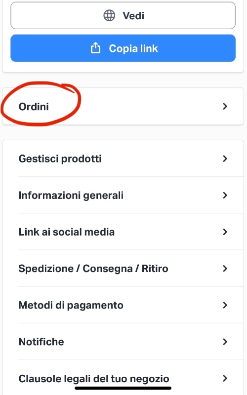 sumup negozio ordini