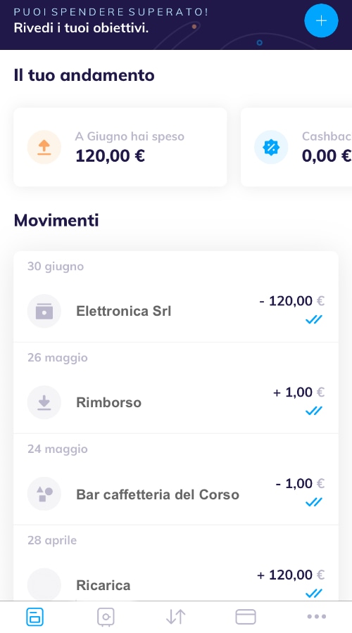 carta hype app movimenti