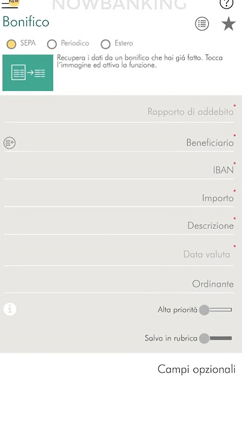 credit agricole app bonifico
