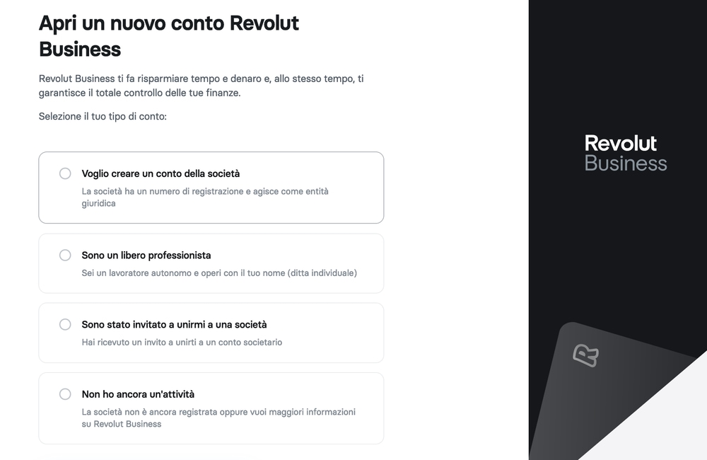 revolut business registrazione Pagina registrazione Revolut Business