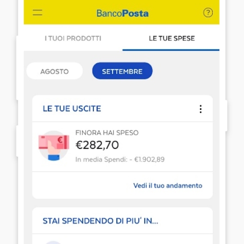 L'app BancoPosta presenta una grafica intuitiva e moderna