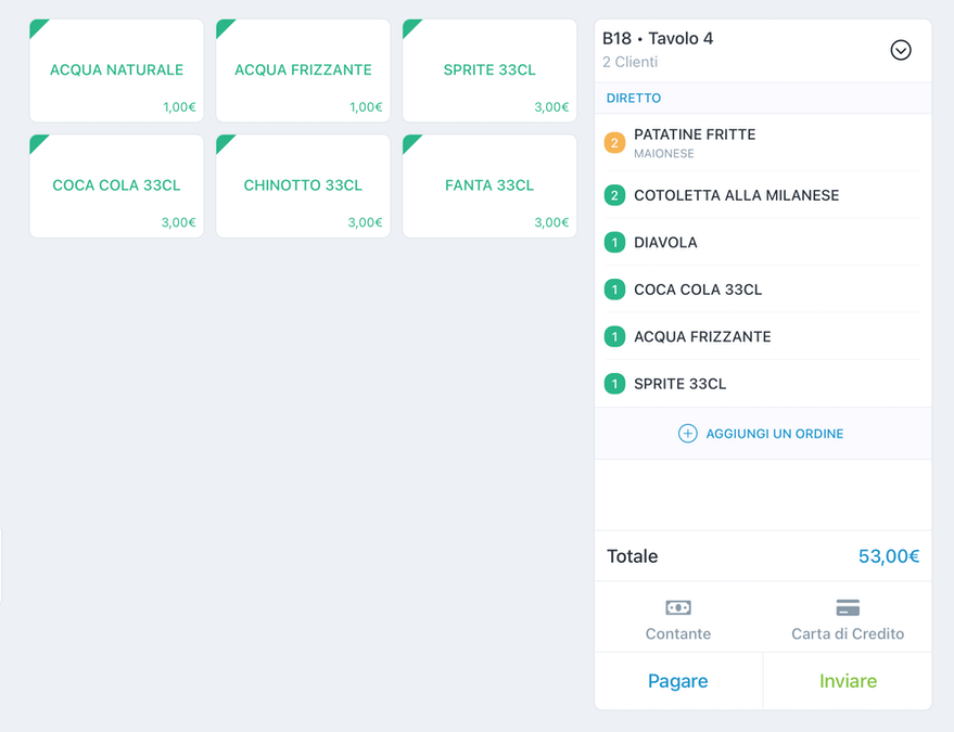 sumup cassa comanda ordine