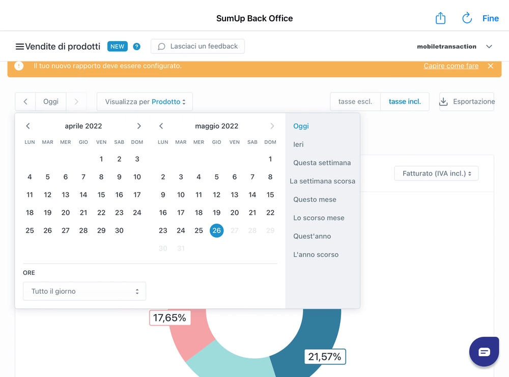 sumup cassa statistiche