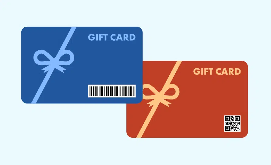 Il credito della gift card è registrato in un codice che può essere QR, a barre o alfanumerico