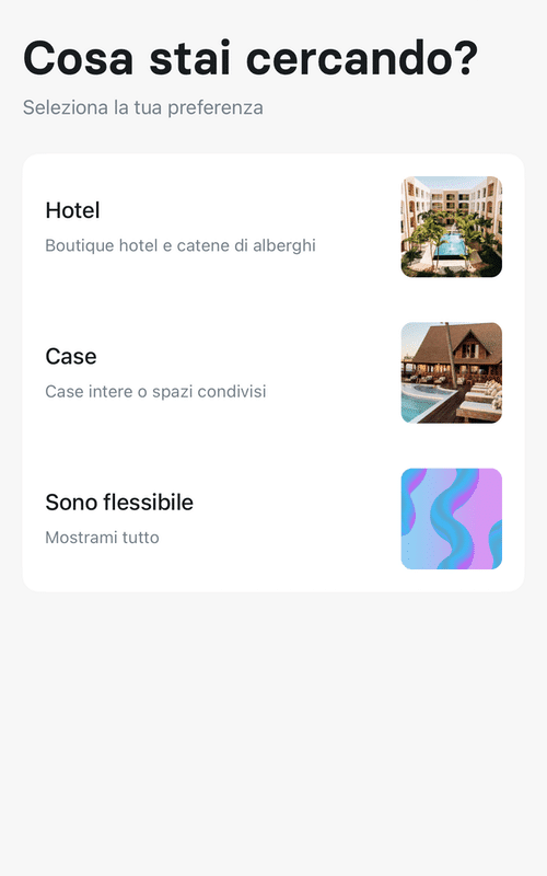 Nella sezione Soggiorni dell'app Revolut si prenotano hotel o appartamenti per i propri viaggi