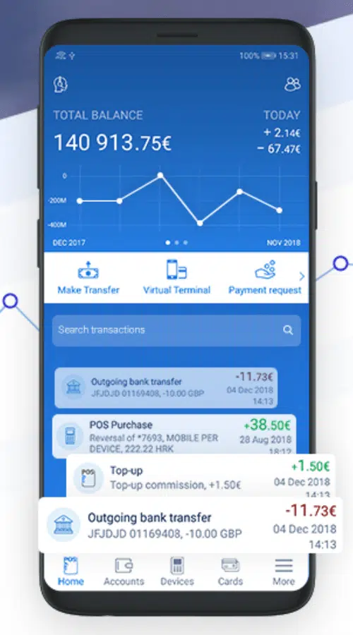 Si può accedere al conto myPOS anche da app Android e iOS
