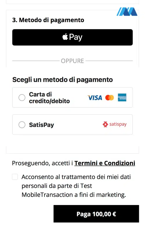 Nel negozio online di SumUp si paga con Apple Pay, carte Visa, Mastercard e American Express oppure con Satispay