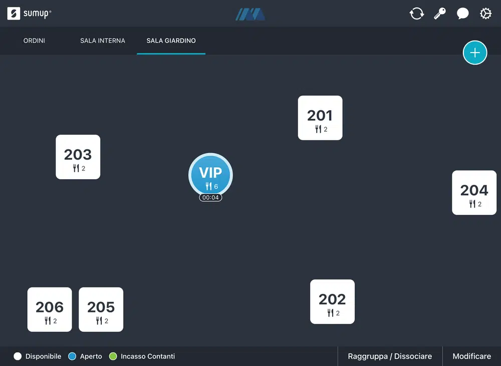 Gestione piano di sala Sumup Cassa Pro
