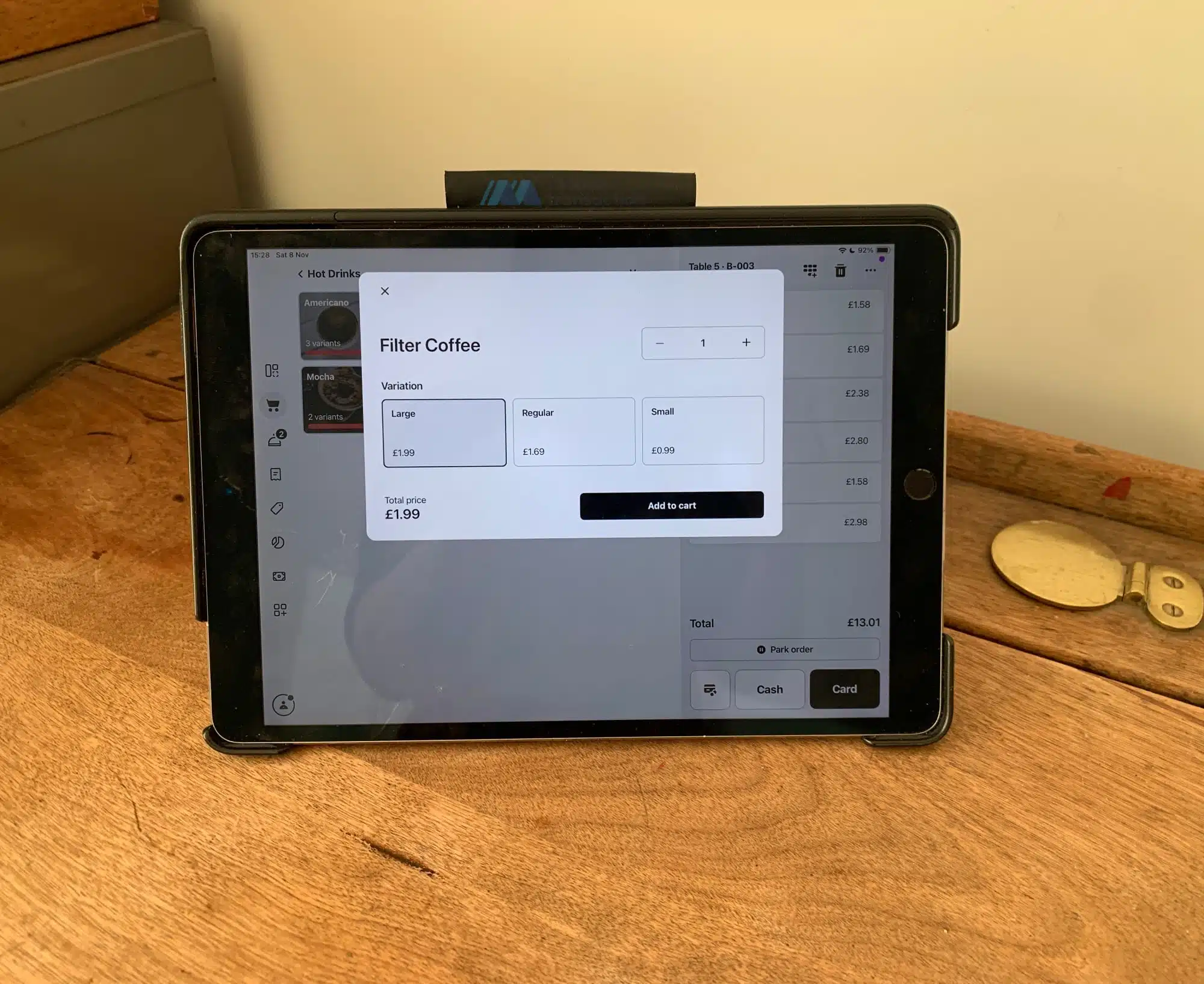 sumup-cassa-mt-ipad Cassa Lite può essere installato su tablet Apple o Android