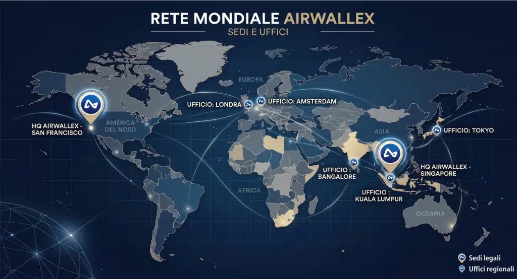 La rete di sedi Airwallex in tutto il mondo permette di aggirare il sistema SWIFT