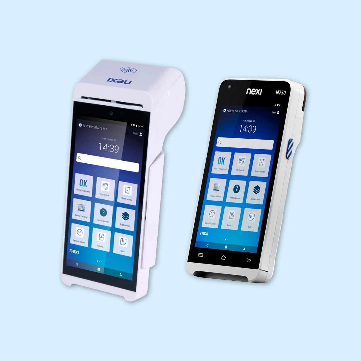 SmartPOS Mini con stampante e SmartPOS Mini di Nexi